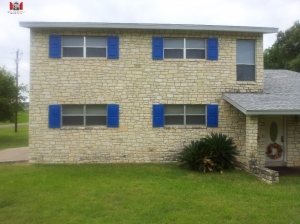 Blue Raised Panel Shutters - Fredericksburg, Tx